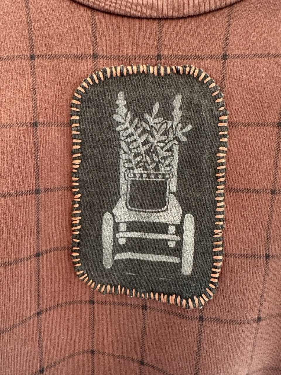 Chair Stitched Maroon Plaid Sweatshirt - Image 2